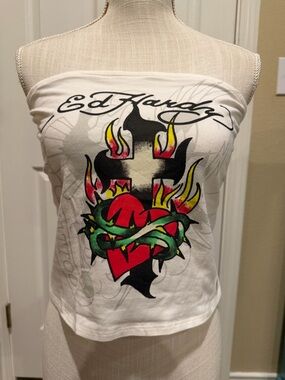 NWT ED HARDY Cross Heart Womens Tube Top